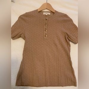Sezane Short Sleeve Pointelle Polo Sweater S